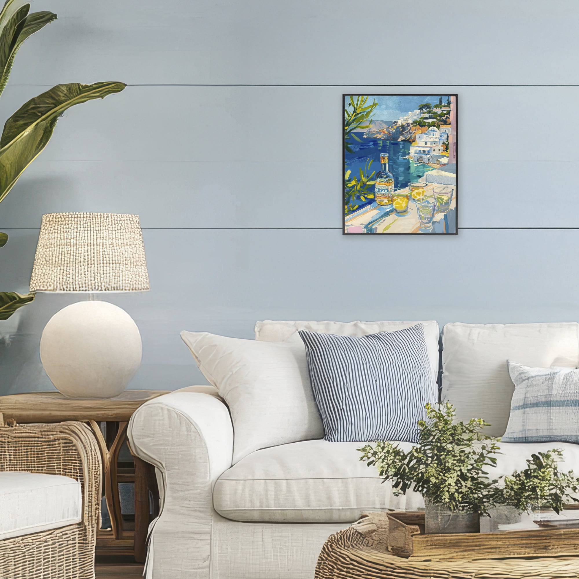 Stupell Industries Drink By The Sea Balcony Black Framed Giclee Art, design by The Prints Vibe