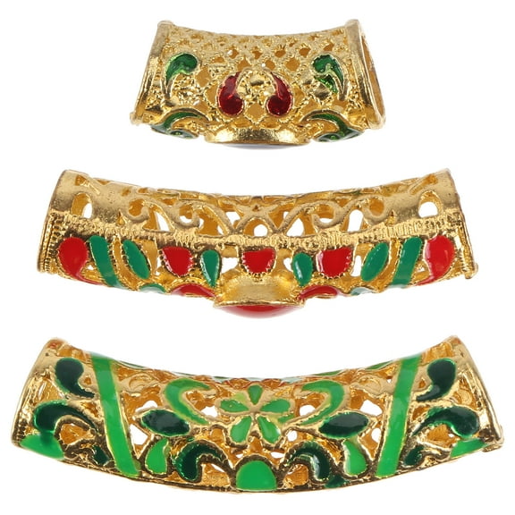 LABSERRON 3Pcs Braid Cuffs Beaded Hollow Tube Hard Wearing Hair Decorations