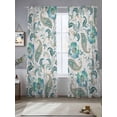 thumbnail image 5 of Sheer Curtains 84 Inches Long, Teal Paisley Floral Light Filtering Window Curtains for Living Room/Bedroom, Boho Ethnic Tribe Traditional Rod Pocket Voile Sheer Curtain Drapes, 52"W x 84"L, 2 Panels, 5 of 8
