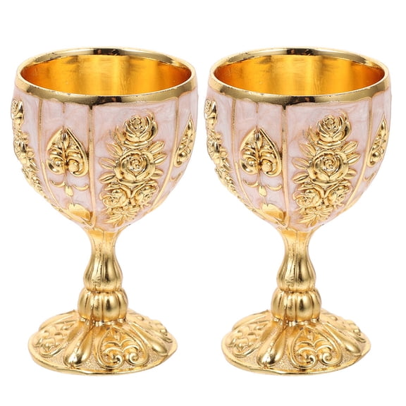 NICEXMAS Set of 2 Red Wine Glasses with Zinc Alloy Base, Elegant Artistic Design for Home, Party, and Special Occasions