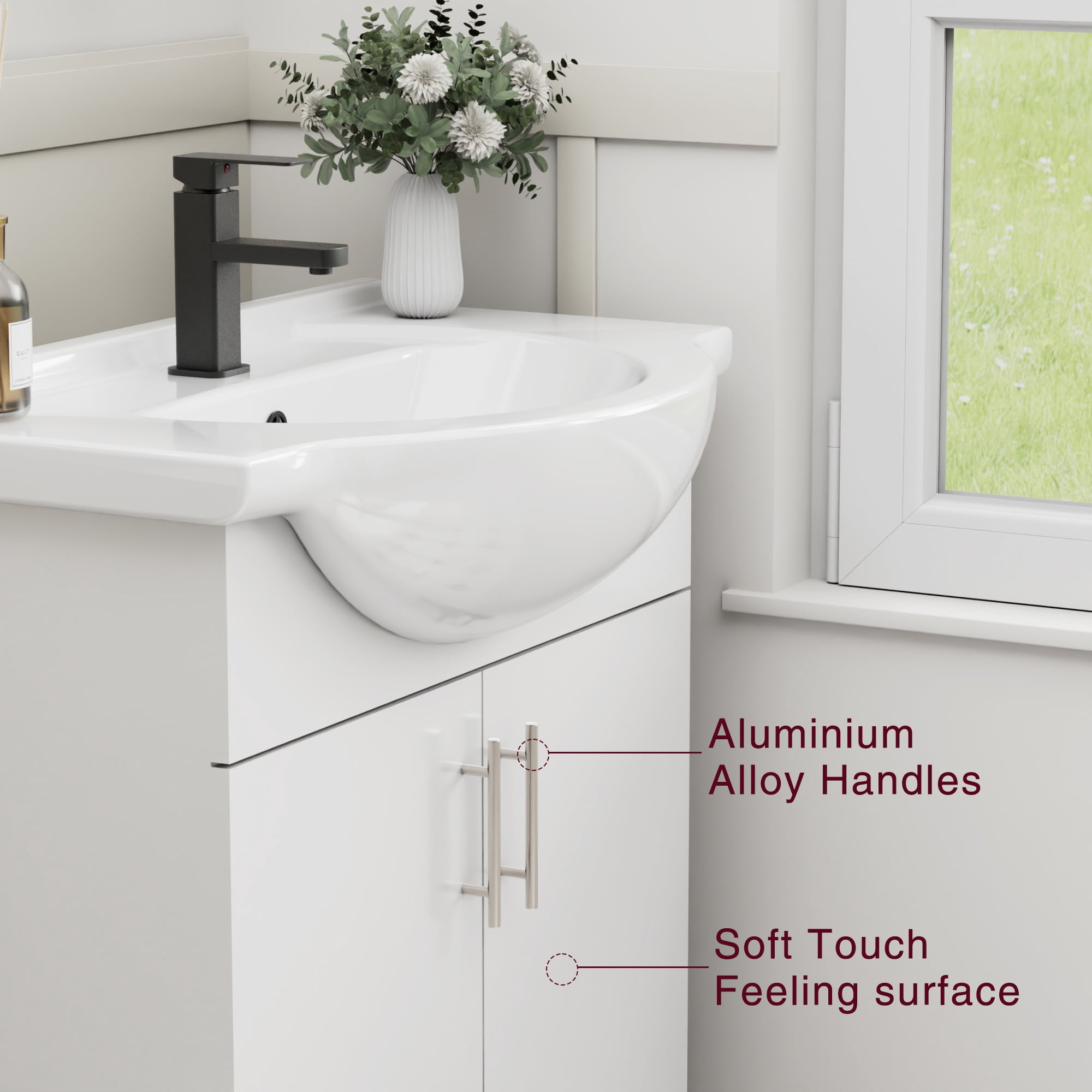 Eclife 30" Freestanding Single Bathroom Vanity with Euro Ceramic Sink and Faucet