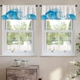 thumbnail image 2 of LALILO Kitchen Curtain Valance Waves Theme Cartoon Wave Rod Pocket Window Curtain 52"x 18" Set of 2, 2 of 5