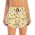 thumbnail image 2 of Pofeuu Brown Leaf Sunflower Print Women's Athletic Shorts Running Workout Shorts Tummy Control Quick Dry Gym Shorts with Pockets Double layer sports shorts-Medium, 2 of 7