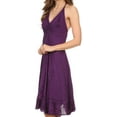 thumbnail image 4 of Sakkas Jia Stonewashed Embroidered Handkerchief Hem Halter Dress With Beads - Purple - L/XL, 4 of 4