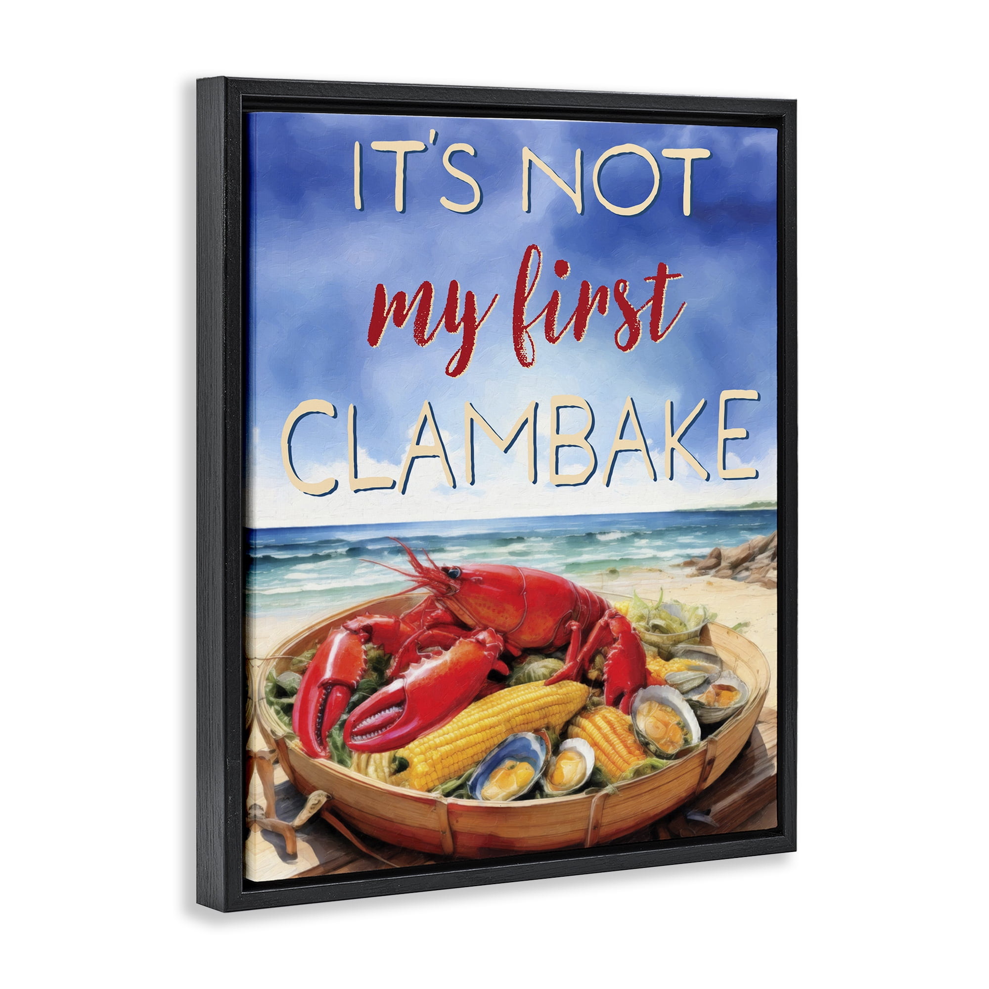 Stupell Industries Not My First Clambake Black Framed Floater Canvas Wall Art, design by Grotto Studios