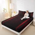 thumbnail image 4 of jejeloiu Geometric Honeycomb Hexagon Full Size Sheets,Neon Striped Lines Bed Sheets,Red Black Sheet Sets For Kids,Super Cozy Room Decor,4pcs, 4 of 7