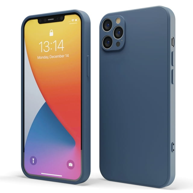 Red Ember Shockproof Case for iPhone, Ultra Slim Protective Liquid Silicone Matte Finish Phone Case - iPhone 12 Pro Max - Navy Blue