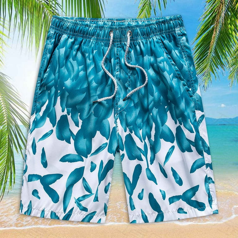 Quick Dry Swim Trunks, Blue Sharks Men's Swimwear