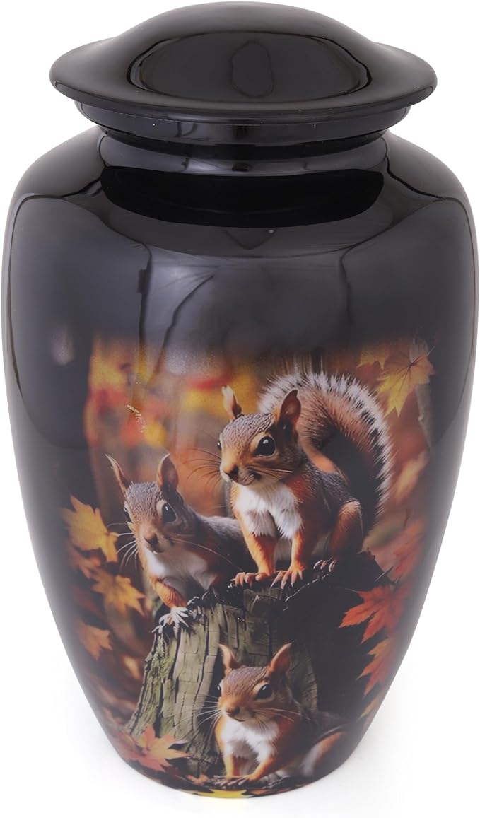 EDEN URNS for Human Ashes Adult Memorial urn Funeral Cremation Urns Squirrel (Aluminum)