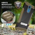 thumbnail image 3 of Brown Tri-Shield Rugged Case Cover [with Metal Kickstand + Wrist Strap Lanyard] for AT&T LG Xpression Plus 2 Phone (LMX420), 3 of 9