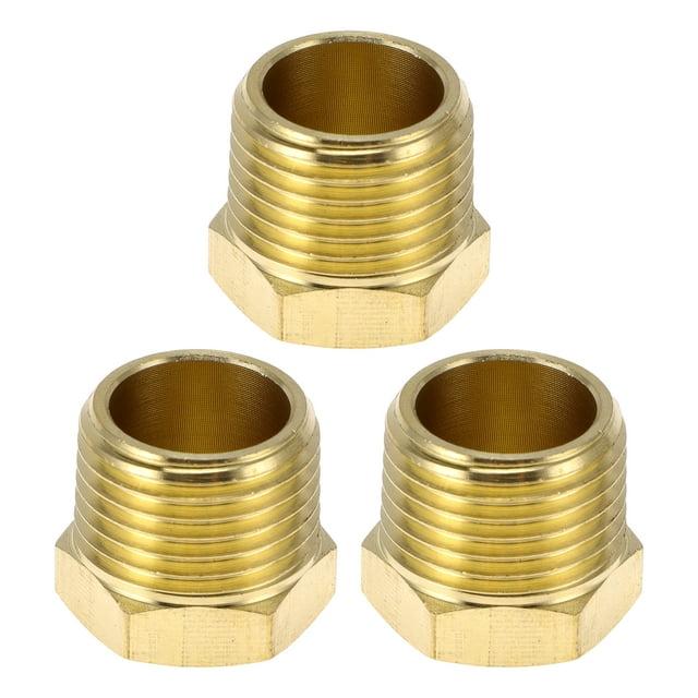 Accesorios de tubería de latón Unique Bargains 1/2"NPT Tapón de cabeza hexagonal 3 Pcs