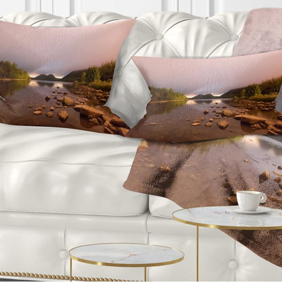 Designart 12" x 20" Blue Polyester Throw Pillow
