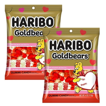 Haribo Goldbears Gummy Valentine's Day Raspberry and Pineapple Flavored Chewy Soft Gummies for Valentines Candy Table Decor Easter Basket Stuffer Goodies Bag Filler Birthday Party Favor Pack of 2