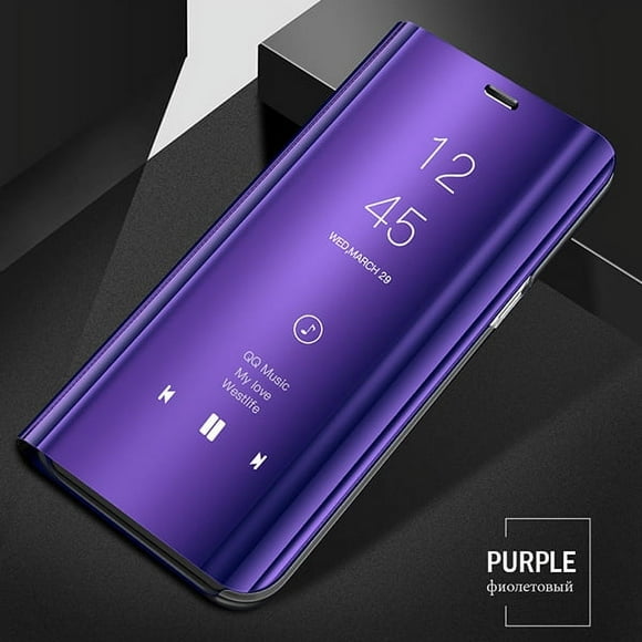Fashion Mirror Flip Case For Samsung Galaxy S24 S23 S22 S21 S20 FE Ultra Standard Cover For Samsung Note 20 Ultra Case Purple S24 Plus
