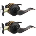 thumbnail image 2 of 2 Pack Oil Rubbed Bronze Door Handles without Keys, Interior Door Knobs for Hallway/Closet/Storeroom, Non-Lock Passage Door Knobs, Elegant Wave Design, Reversible for Left/Right Handed Doors, 2 of 4