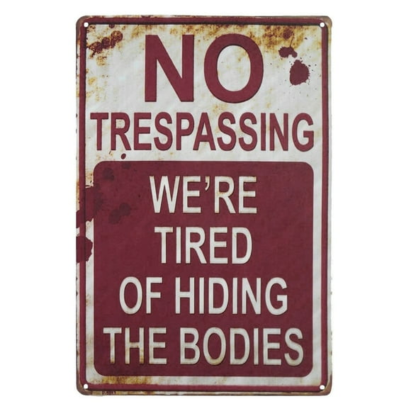 Door Hanging Decoration for Home and Bar Retro Metal No Wall Plaque – Club Garage Art Sign with Trespassing Theme Metal Wall Plaque Home Décor
