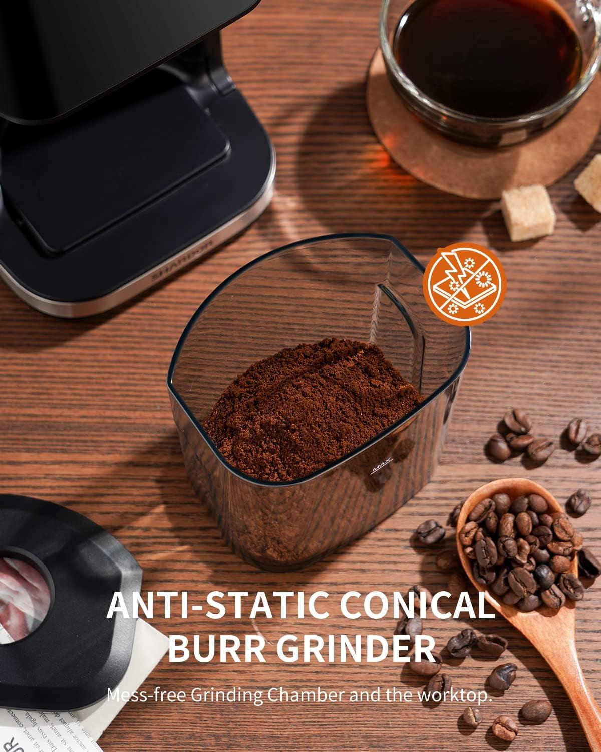 GDOR Conical Burr Espresso Coffee Grinder Electric with Precision Timer 2.0, Touchscreen Adjustable Burr Mill with 51 Precise Settings for Home Use, Anti-static, Stainless Steel