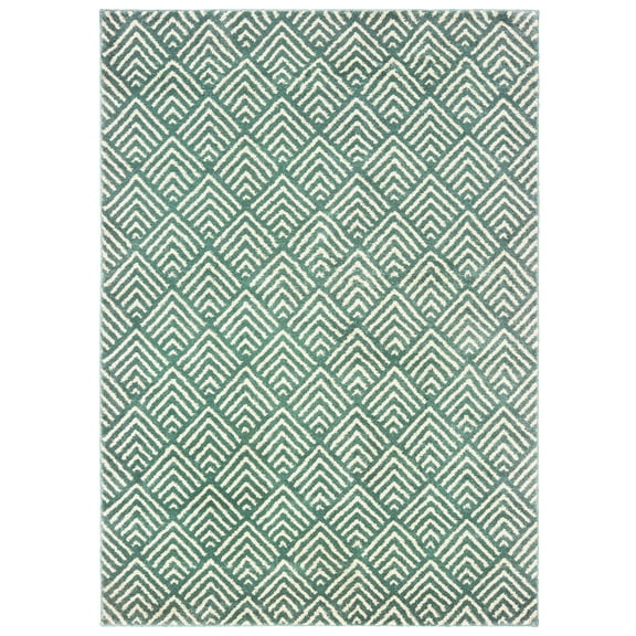 Lyla Contemporary Geometric Area Rug, Blue/ Ivory 2, 4' x 6'