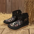 thumbnail image 4 of Chenyee Fringe Ankle Boots for Women Western Tassels Retro Winter Suede Moc Toe Low Heel Flat Booties, 4 of 7