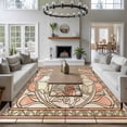 thumbnail image 3 of Floral Butterfly Large Area Rugs 5x8 ft Retro Pink Floral Leaf Butterfly Pink Glass Washable Rug Non Slip Indoor Carpet Absorbent Floor Mat for Living Room Bedroom Dining Room, 3 of 9