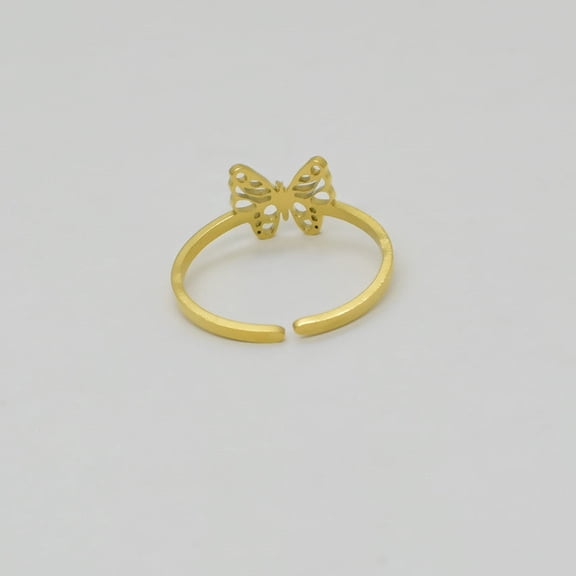 Adjustable Titanium Steel Butterfly Ring: Bi-Wing Design, Vacuum Plated Finish, Unisex Style, High-Quality Fashion Jewelry for Women and Men