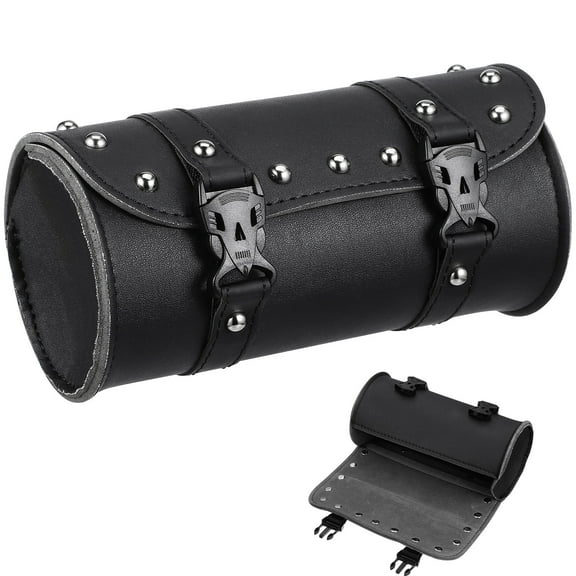 Squalise Motorcycle Handlebar Bag PU Waterproof saddlebags Round Tool Universal Storage Bags for Motorcycle ( Black )