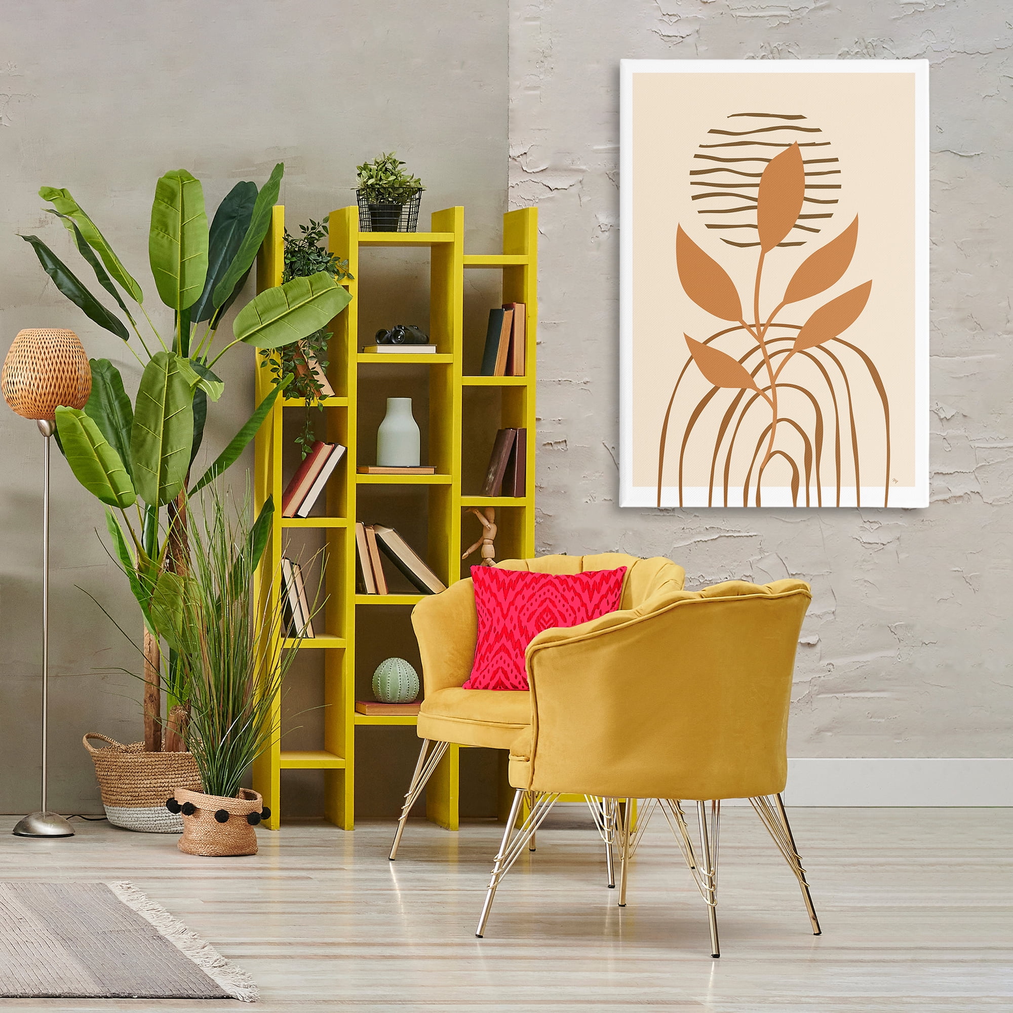 Stupell Industries Minimal Leaf Sprig Botanical & Floral Painting Gallery Wrapped Canvas Art Print Wall Art, 30 x 45