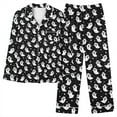thumbnail image 4 of Enjoytime Womens Loungewear Set Halloween Cute Ghost Printed Lapel Long Sleeve Button Down Shirt Loose Pants Sleepwear Casual Comfy Cute Pajama, 4 of 5