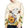 thumbnail image 5 of Xoenoiee Kids Hoodies Pull-Over Hoodies Hooded Sweatshirt with Front Kangaroo Pocket Long Sleeve Tops for Traveling Hiking Running, Sunflower Butterfly Daisy Cattle Cow Pattern, L, 5 of 7