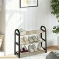 thumbnail image 5 of Wuztai 3-Tier Home Shoe Rack, Plastic Metal Entryway Organizer, Multi-Level Shoe Storage Shelf, 5 of 6