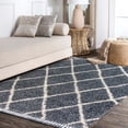 thumbnail image 4 of JONATHAN Y MERCER SHAG 3 x 5 Area Rug, Mercer Plush Tassel Moroccan Geometric Trellis - Denim Blue/Cream, MCR104A-3, 4 of 4
