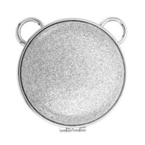 Unique Bargains 1 Pc Women Bears Style Makeup Mirror for Travel Vacation Silver Tone Aluminum Mirror PU Leather