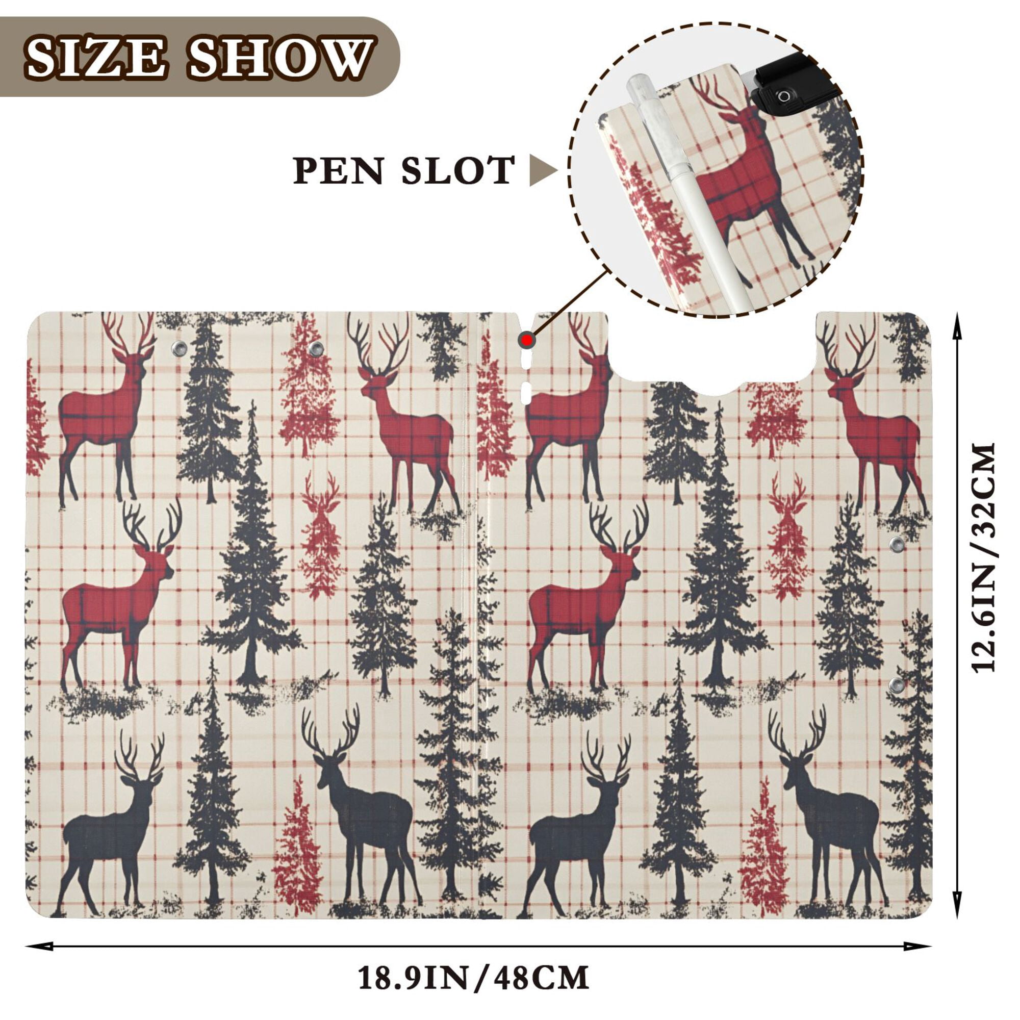 FORMRS A4 Clipboard Folder with Pen Holder Horizontal Foldable School Office Binder, Red Deer