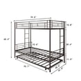 thumbnail image 5 of SYNGAR Twin over Twin Bunk Bed with Trundle, Loft Bunk Bed with Pull-out Trundle and Safe Full-length Guardrail, Metal Triple Bunk Bed can Convertible to 3 Single Platform Bed, 12 Slats Support, Black, 5 of 8