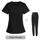 thumbnail image 1 of ICHUANYI liquidación, ropa de trabajo protectora con cuello en V y bolsillo a la moda de manga corta para mujer, conjunto de camiseta/camisa con cuello en V de manga corta ICHUANYI WER202308245002, 1 of 4