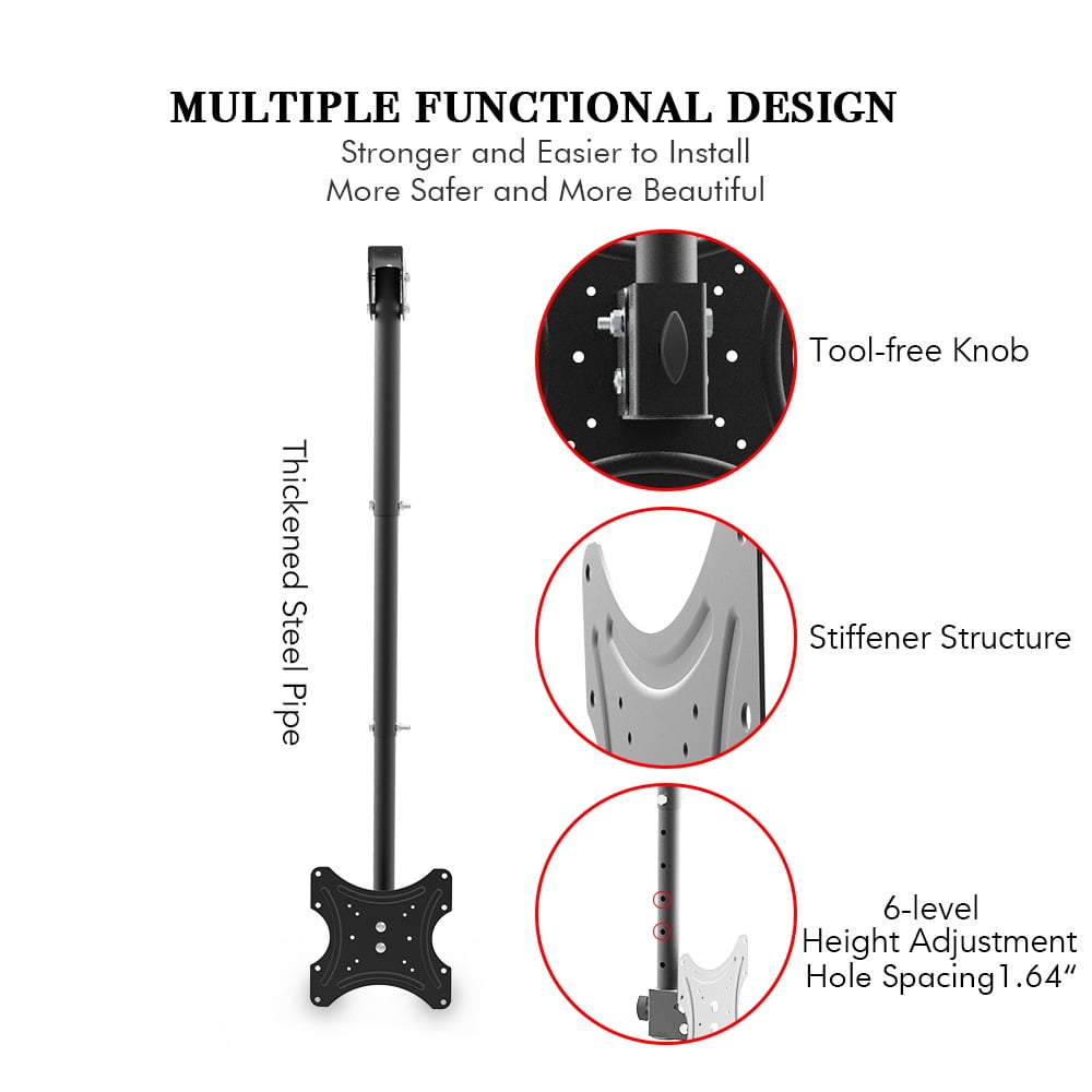 Ceiling Mount TV Wall Bracket Roof Rack Pole Retractable For 32"-55" Flat Screen
