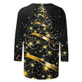 thumbnail image 4 of UPPADA 3/4 Length Sleeve Womens Tops Casual Loose Fit Crewneck T Shirts Cute Solid Three Quarter Length Tunic Tops Cute Xmas Outfits for Laides blusas largas casuales Gold,XL, 4 of 5