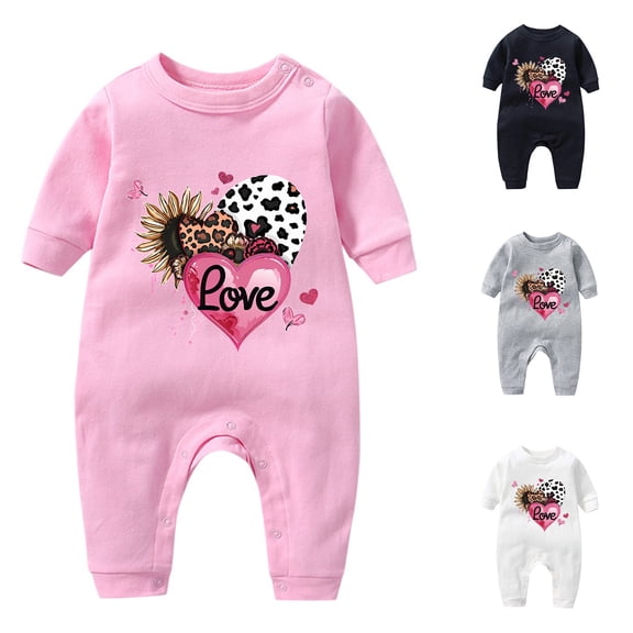 Lovzfmll Jumpsuit for Toddler Boys Girls, Valentine Love Heart Print Snap Onesie, Long Sleeve Fun Holiday Pajamas, Cozy Loungewear for Party for 3-6 Months