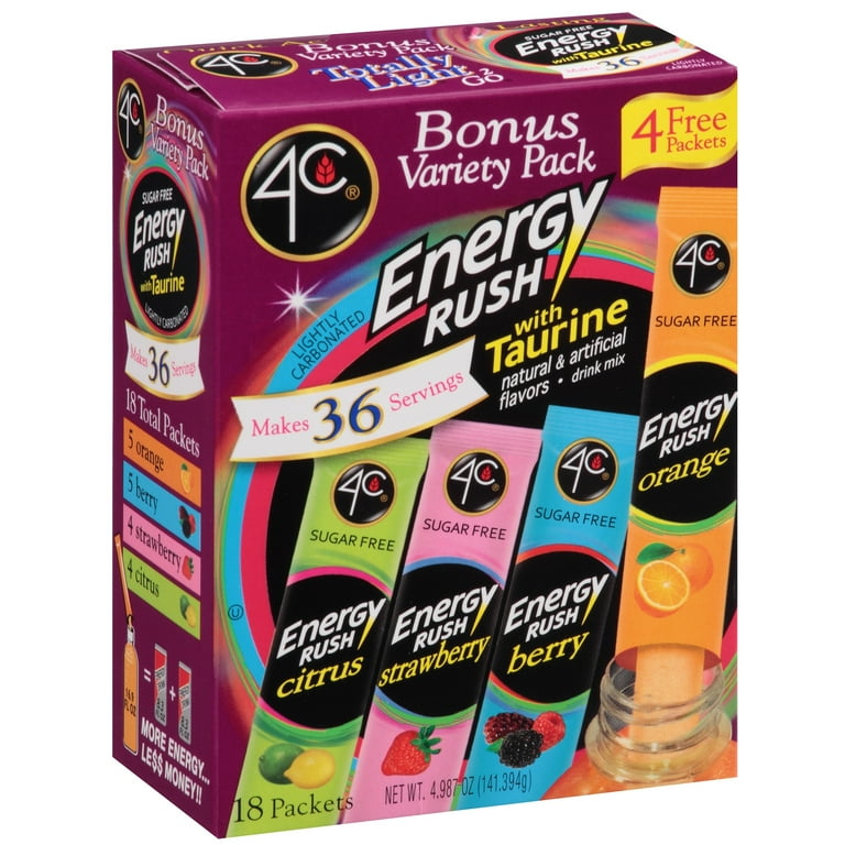 4C Energy Rush with Taurine Variety Pack Drink Mix - Walmart.com