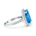thumbnail image 3 of Halo Emerald Cut Engagement Ring Simulated Blue Topaz CZ 925 Sterling Silver Size 8, 3 of 6