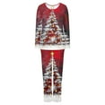 thumbnail image 6 of asdoklhq Winter Pajamas for Women Ladies' Christmas Printed Round Neck Pocket Top Pants Home Clothes Pajamas Set Red M, 6 of 6