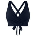 thumbnail image 4 of Ayolanni Deep V-Neck Womens Bikini Underwear Cotton Blue Cheeky Separates Solid Wetsuit Bikini Tops Juniors Swimwear M, 4 of 4