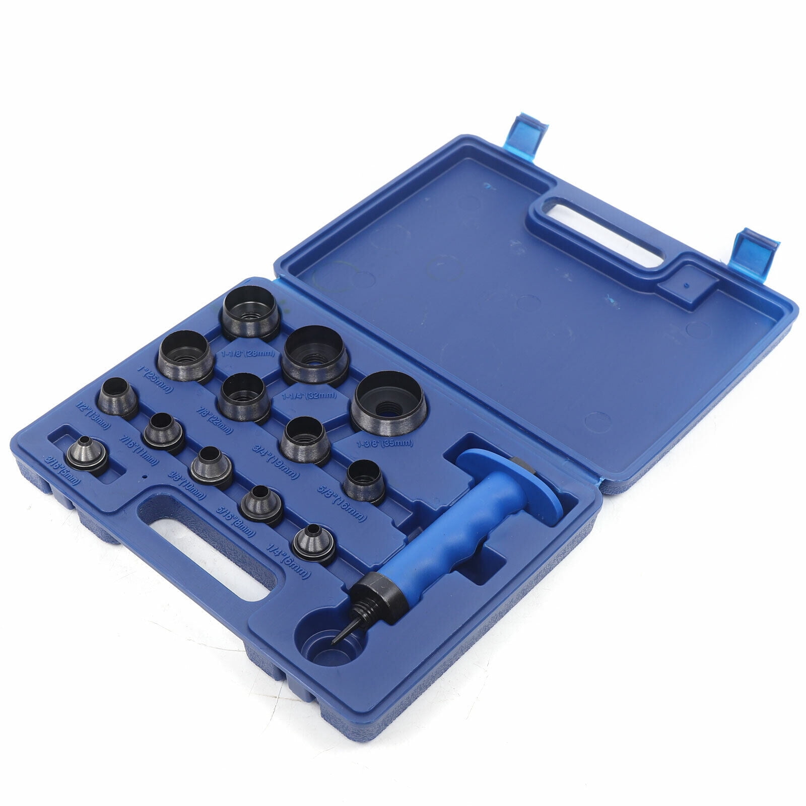 14-Piece Leather Punch Set, 13 Sizes 3/16" To 1-3/8" Heavy Duty Hole Punch Tool with Ergonomic Handle & Toolbox, Heat Treated 45# Steel for Belts DIY Leather Craft Repair