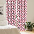 thumbnail image 3 of Ambesonne Geometric 4-Panel Curtains, Halved Striped Triangles, 56"x84", Coral Pink and Dark Grey, 3 of 4