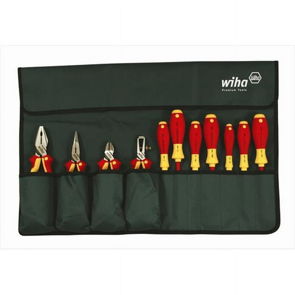 11 pc Insulated Tool Set, Roll-up Pouch, 7 Screwdrivers, 3 Pliers, SAE