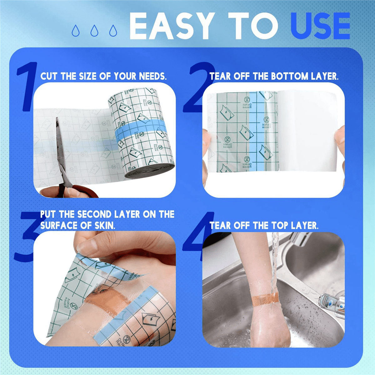 3X Waterproof Tattoo Film Aftercare Protective Skin Healing Adhesive Bandages Repair Transparent Film Dressing Tape