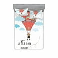 thumbnail image 2 of Ambesonne Cartoon Fitted Sheet & Pillow Sham Set, Words Hot Air Balloon, Twin, Coral Sky Blue, 2 of 3