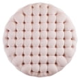 thumbnail image 3 of Round Ottoman Accent Tufted Chair , Pink, Velvet, Modern Contemporary, Living Lounge Cafe Room Hotel Lobby Hospitality, 3 of 6