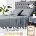 thumbnail image 2 of GlowSol 4 Pcs King Size 100% Bamboo Sheet 16" Deep Pocket Bedding Sheet and Pillowcases Cool Sheets Super Soft and Breathable, Dark Gray, 2 of 9