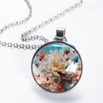 thumbnail image 2 of Fragmented Flowers Glass Circular Pendant Necklace | Stylish Glass Design Pendant Necklaces, 2 of 5